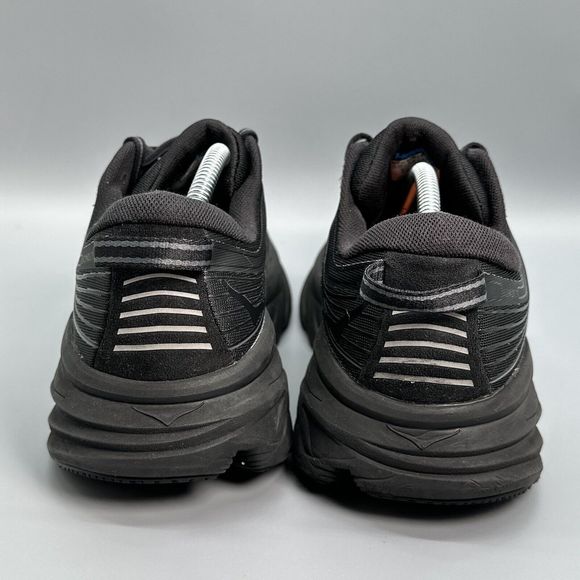 Hoka One One Mens Bondi 7 Wide Mens 10 2E Black Athletic Running Shoes Sneakers - Picture 4 of 10